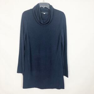 Adrienne Vattadini Cowl Neck Tunic Pullover Blue Sweater Size M